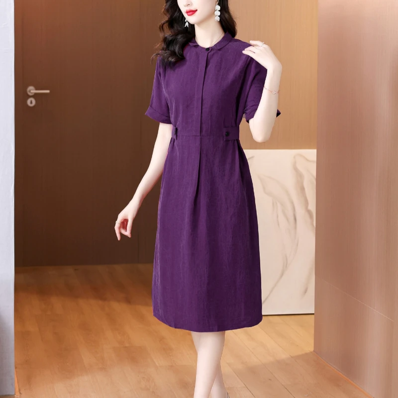 Verão de luxo jacquard seda cetim vestido longo feminino coreano vintage hepburn camisa vestido 2025 elegante bodycon bandagem vestido de baile