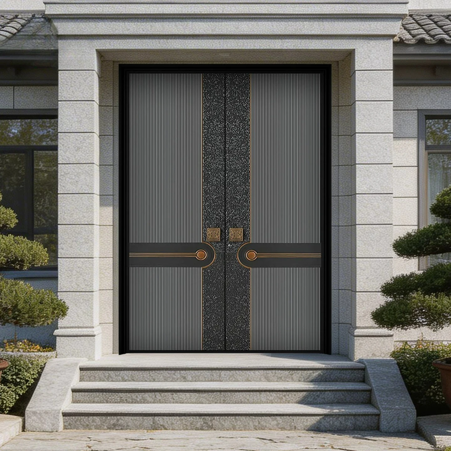 double-opening door, cast aluminum counter-opening door, zinc alloy anti-theft door for rural self-built houses, modern wind