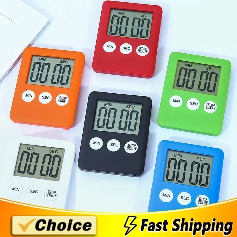 Magnet Kitchen Cooking Timers LCD Digital Screen Square Count Up Countdown Alarm Clock For