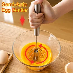 Egg Beater Semi Automatic Mixer Manual Self Turning Stainless Steel Easy Whisk Hand Blender Egg Cream Stirring Baking Cooking