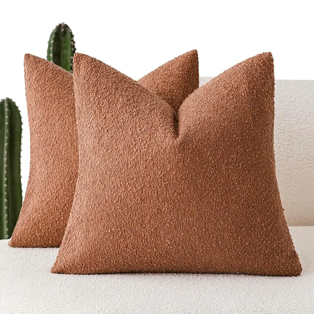 

Pa Of 2 Textured Boucle Throw Pillow Covers Accent Solid Pillow Cases Decorative Cozy Soft Couch Cushion Case For Chair Sofa