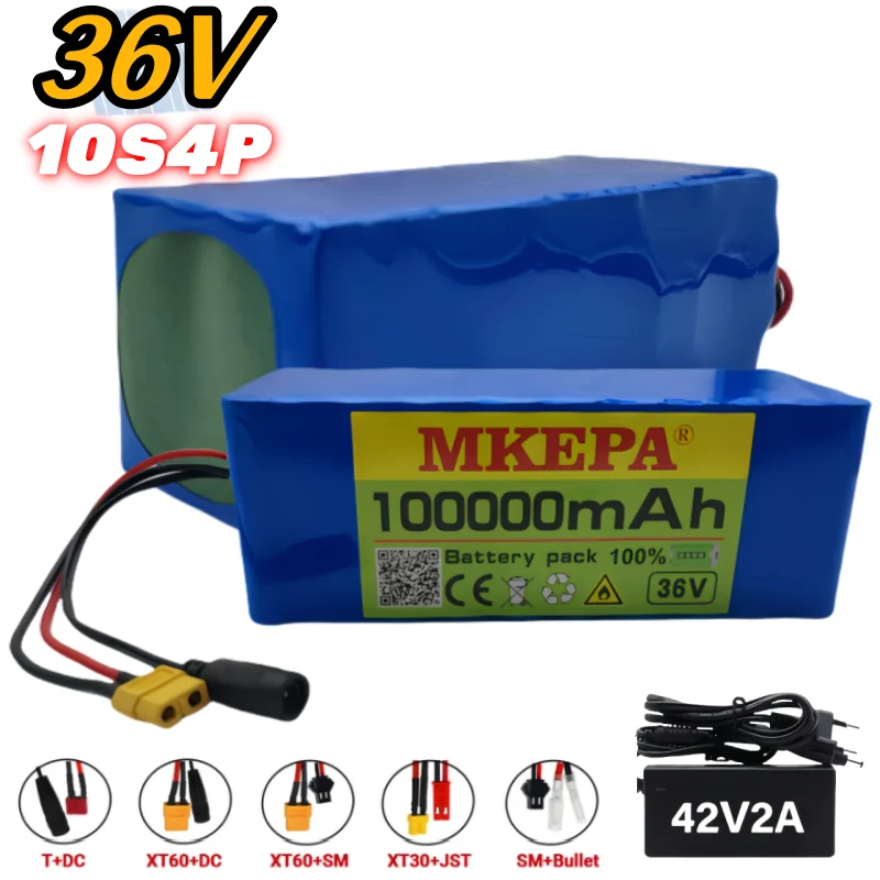 36V battery pack 10S4P 100Ah lithium battery pack 2000W high-power battery 42V Ebike electric scooter bicycle BMS with charger