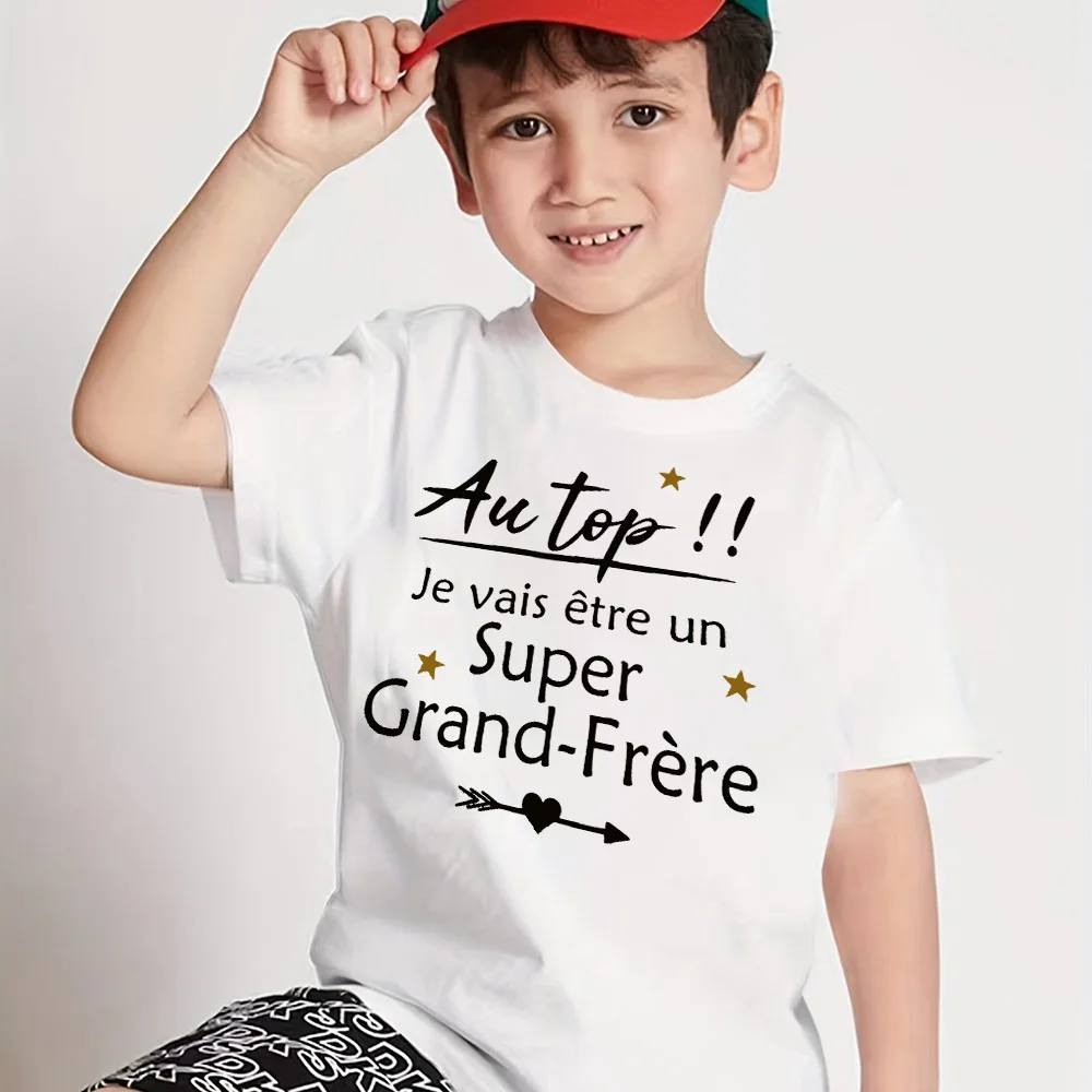 I Will Become A Super Big Brother Print Shirted Pregnancy Announcement Big Bro T-shirt Boys Short Sleeve Tops Kids Summer Tshirt