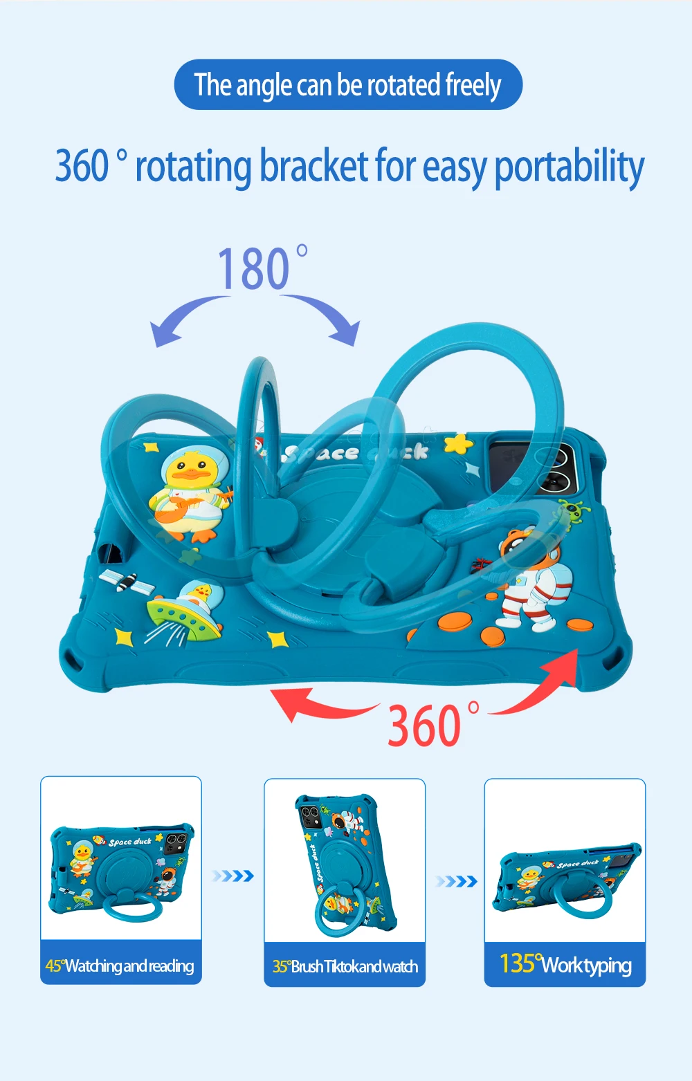 8.7 inch Universal Case For Samsung Galaxy Tab A9 SM-X110 X115 X117 A7 Lite 8.7 T220 T225 Kids Cute Cartoon Cover Rotating Stand