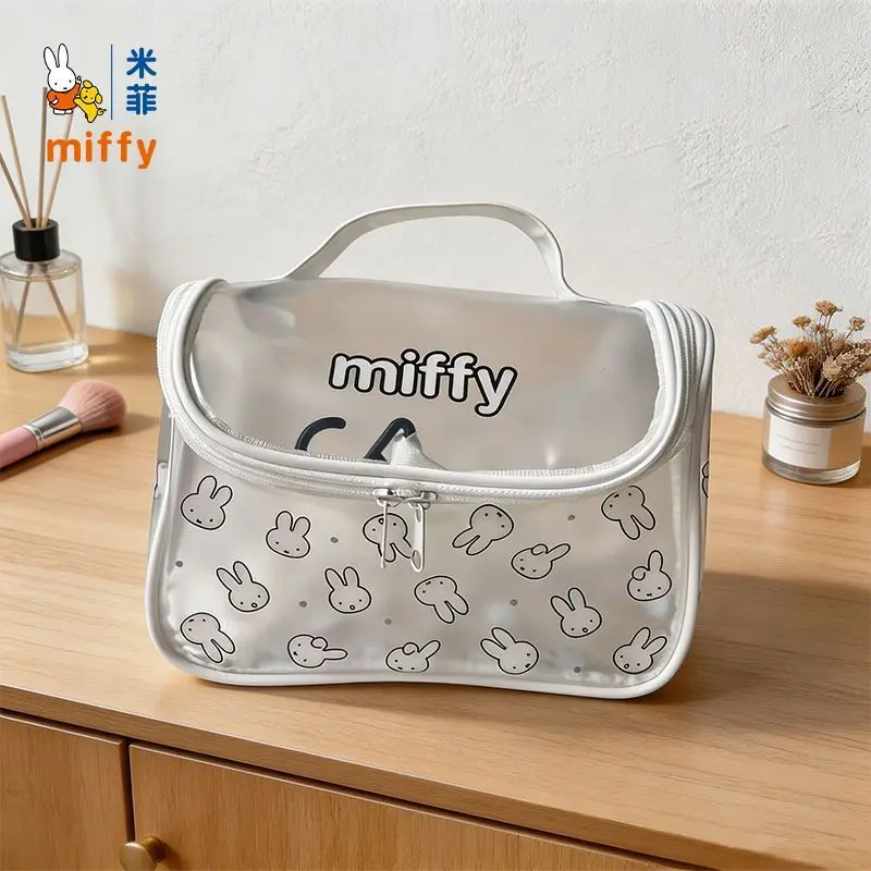 Miffy Cute Cartoon Transparent Handheld Makeup Bag with High Beauty and Large Capacity Waterproof Travel Storage