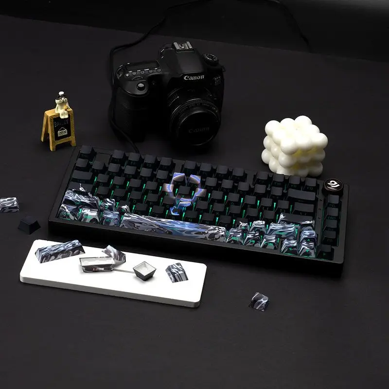 Teclas transparentes gravadas lateralmente originais PBT personalidade criativa sublimação personalizada