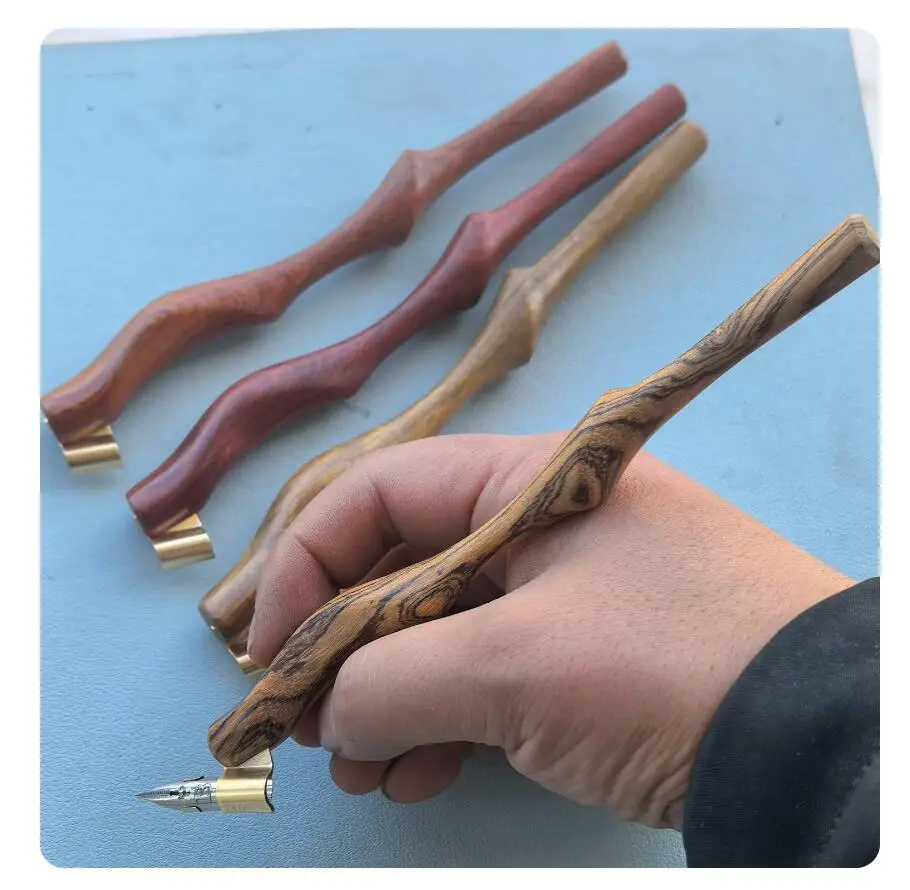 Upgraded Ergonomics Special Shaped Slant Pole Dip Pen Oblique Pen Holder   Wooden Calligraphy Pen