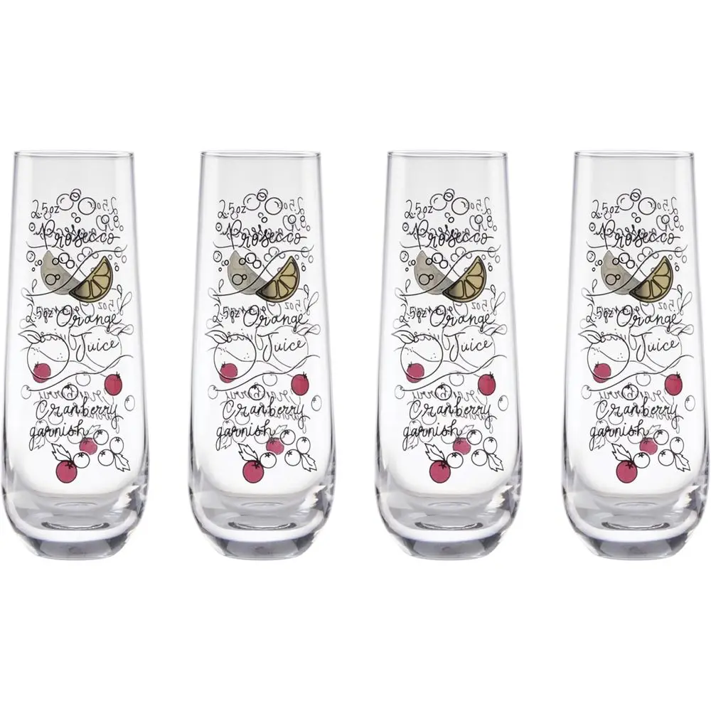 

Merry Stemless Set of 4, Christmas Champagne Glasses, Stemware, Festive Day
