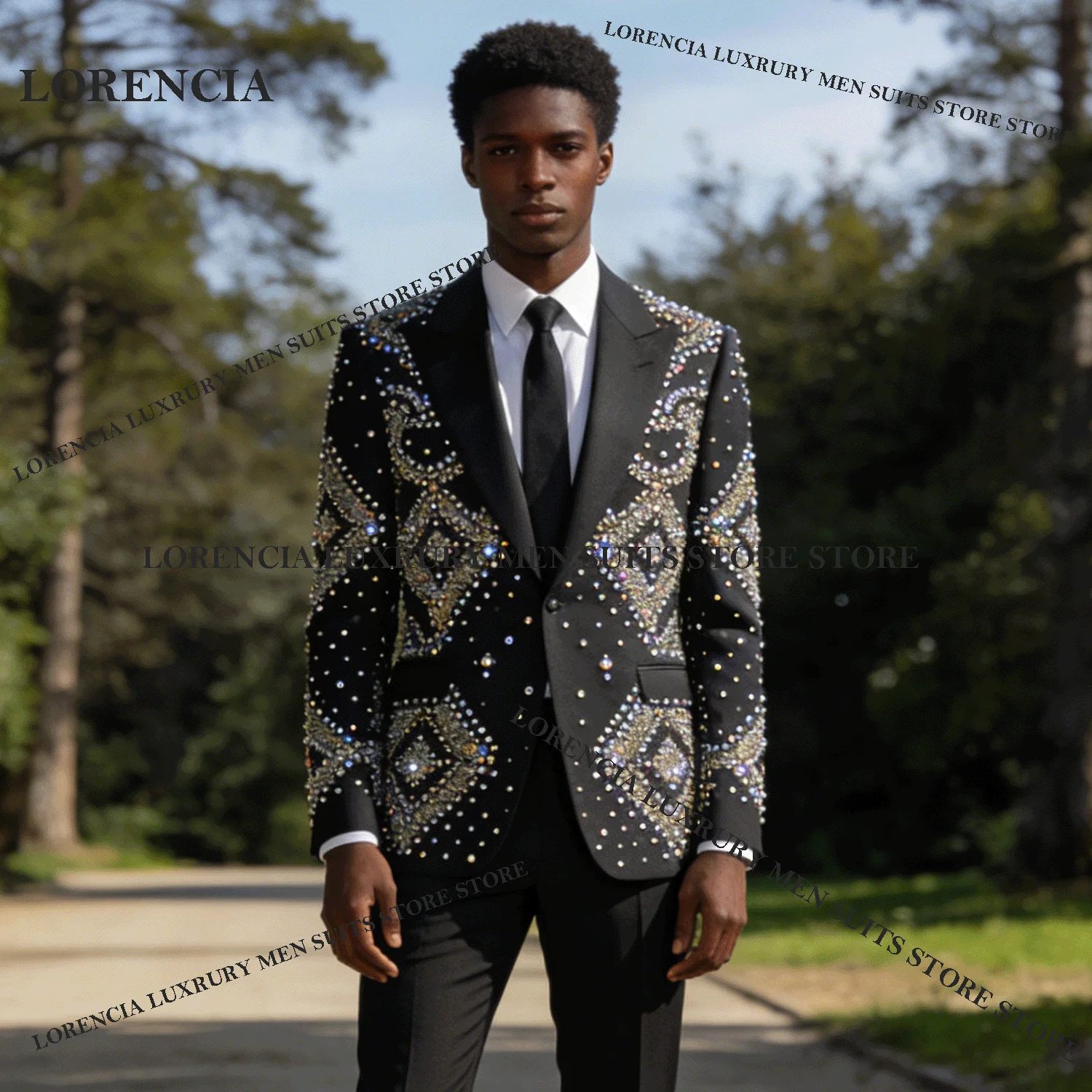 

Exquisite Customized Men Diamond Design Suits Fashion Wedding Tuxedos Sparkly Slim Ropa hombre 3 Pieces Sets Groom Male Blazers