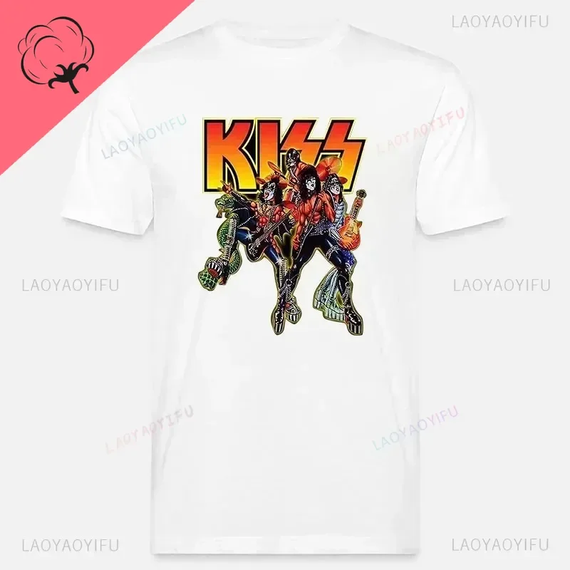 KISS Hiss Cat Imitation Funny T-shirt Rock Meow Group Men's T-shirt Hip Hop Latest Top and T-shirt