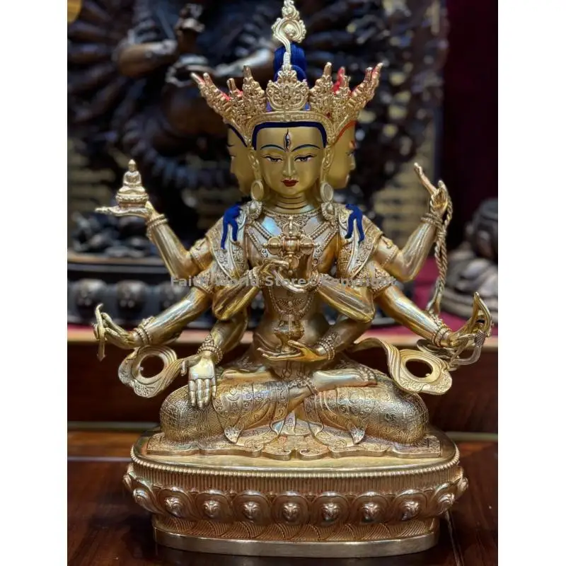 Dharma Ushnisha Vijaya Namgyalma Buddha statue incarnation gilding Buddhism Sangha Tibet Thailand believer Worship Offering XL