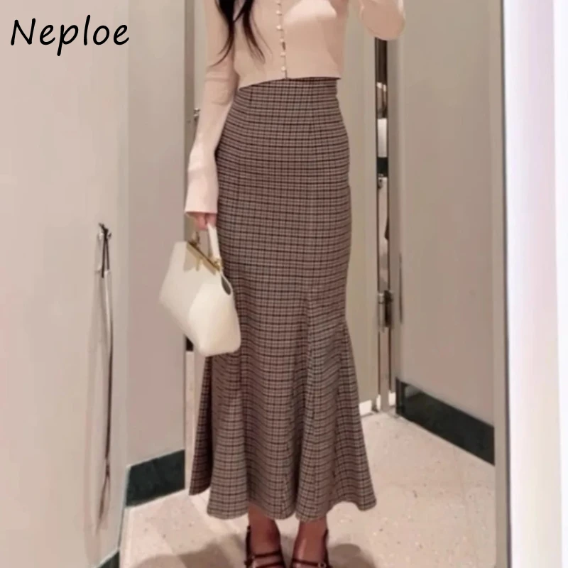 

Neploe Mermaid Celebrity Elegant Temperament Skirt Bodycon Slim Classic High Waist Faldas Japan French Mid-length Mujer Falda