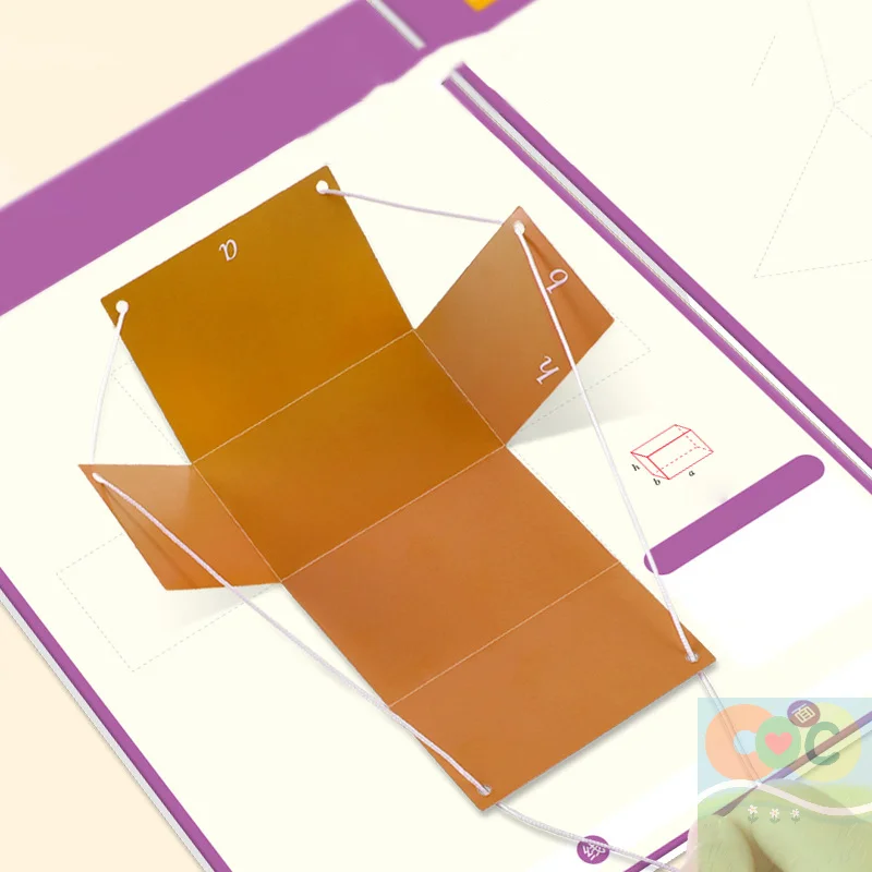 HH Pull String Libro per l'apprendimento della geometria 3D, libro per l'apprendimento della geometria 3D con design a corda intrecciata Insegnare le formule di volume e area superficiale
