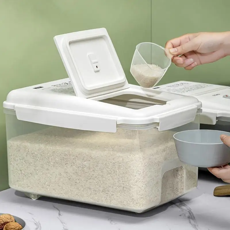 Contenitore riso Kx4B con ruote e coperchio ermetico 5 kg/10 kg Organizzatore capacità per farina cucina a casa