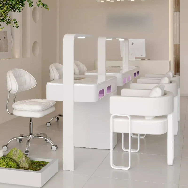 Modern Drawer Nail Desk Led Light Manicure Tables Nail Salon Vacuum Cleaner Estetista Replica Tavolo Manicure Hotel Furniture