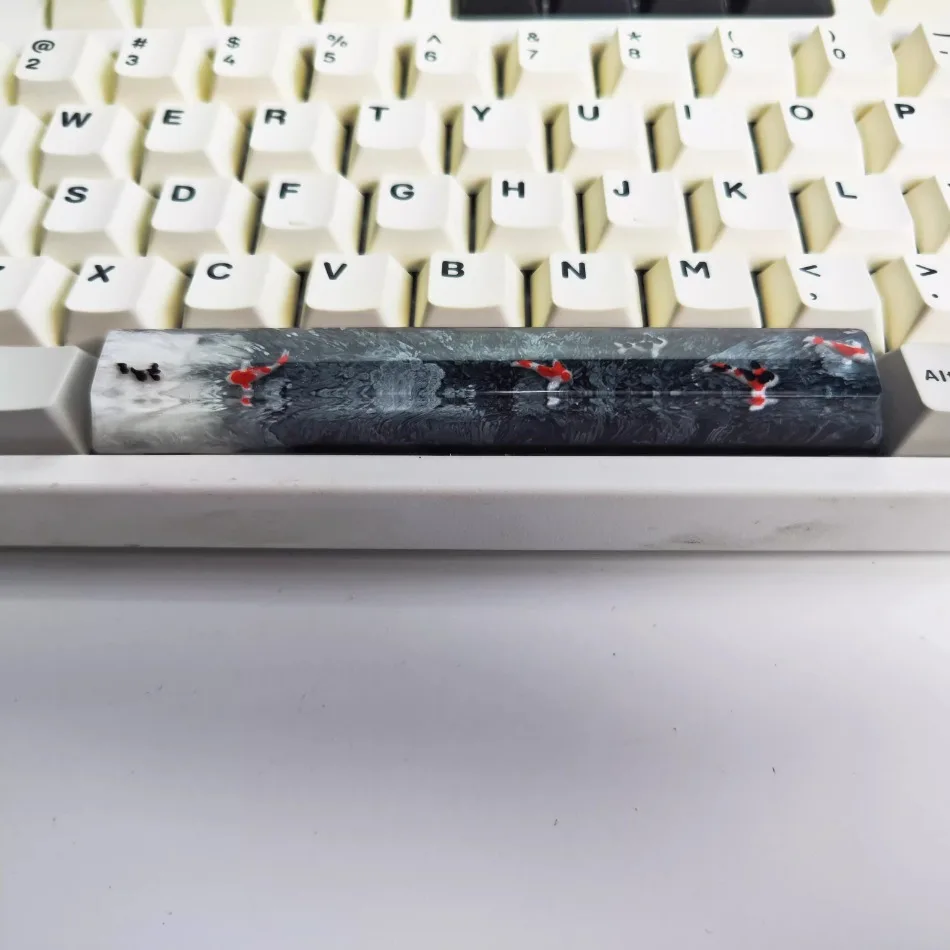 

Customized Resin Black White 6.25U Koi Fish Spacebar Keycaps DIY Cherry MX Switch Translucent Keycap Button Mechanical Keyboard