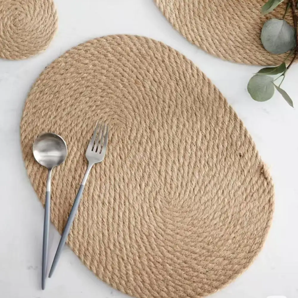 

Набор овальных ковриков ручной работы из 4 штук с термостойкими подставками для травяных подставок для защиты кухонного дома и вечеринок