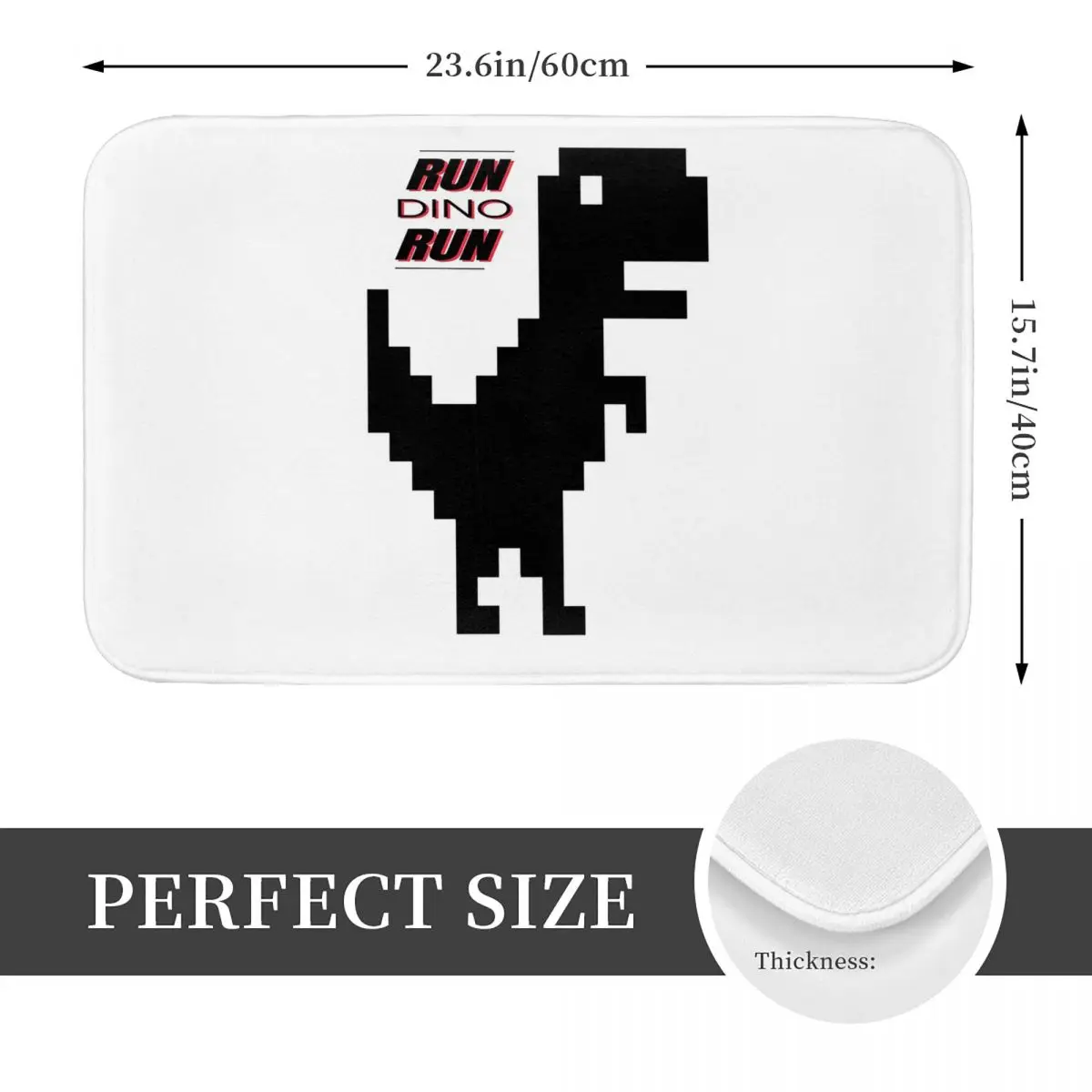 Offline Dino,T-Rex Dino,Dino Run, Funny Technology Non-slip Doormat Floor Mat Carpet Rug for Kitchen Entrance Home Footpad Mats