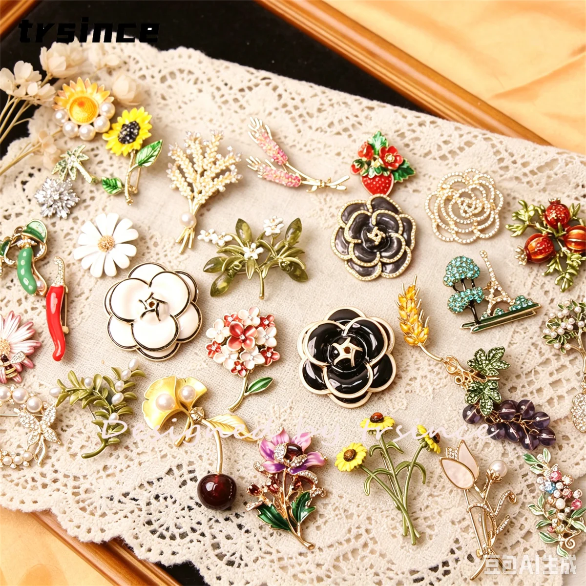 Vintage Pearl Rhinestone Sunflower Daisy Brooch Floral Plant Lapel Pin Elegant Brooches for Women Scarf Wedding Jewelry Gift