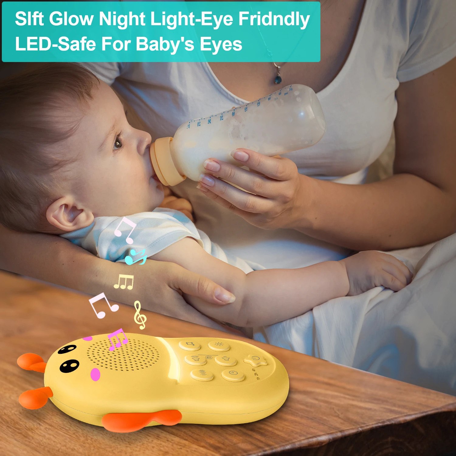 Led Nachtlampje Baby Slaap Witte Ruis Machine Warm Wit 3000K Verlichting Cartoon Cadeau Usb Opladen 3.7V 1200Mah Batterij Tijdlang