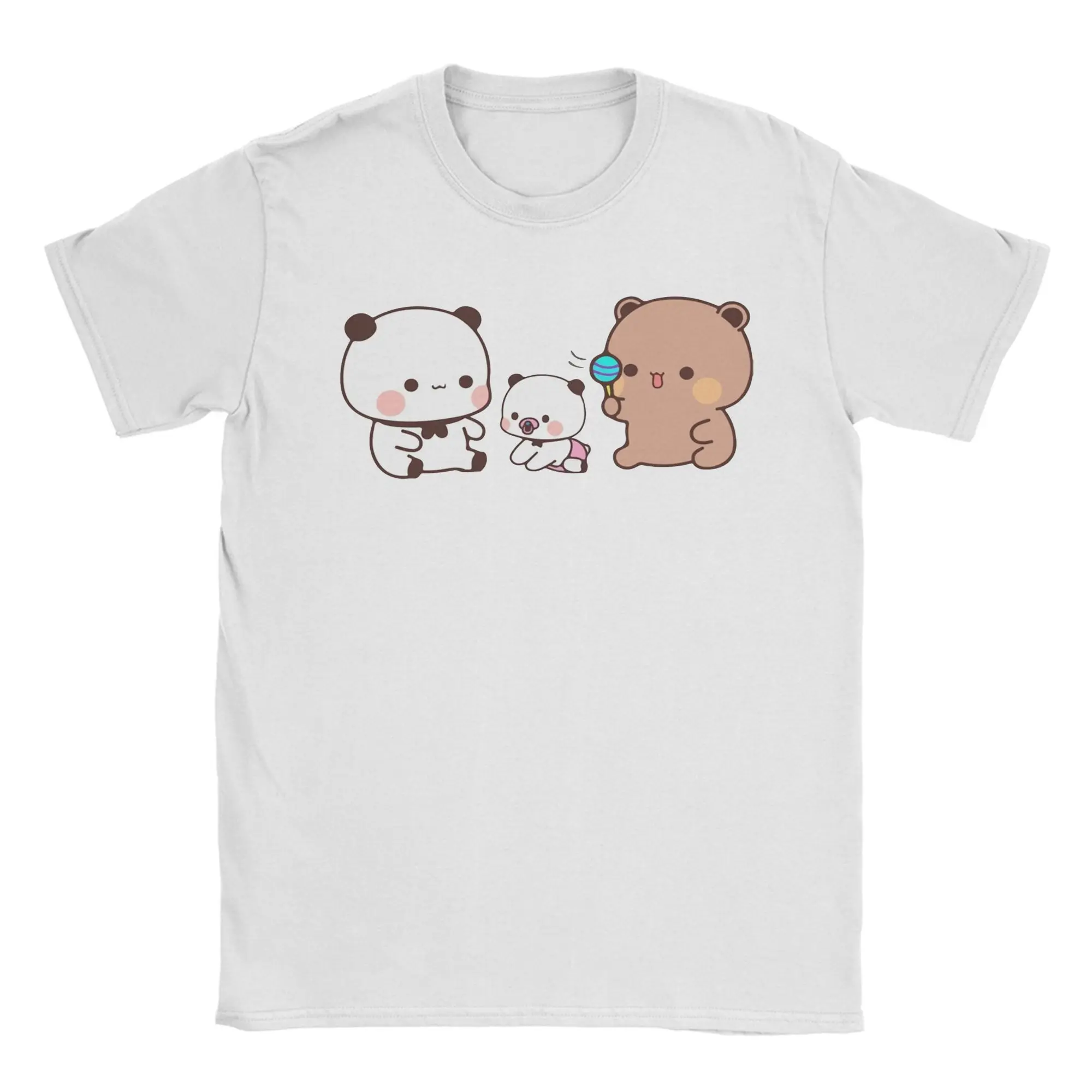 Men Bubu and Dudu T Shirts Bear and Panda Pure Cotton Clothing Vintage Short Sleeve O Neck Tees Plus Size T-Shirt