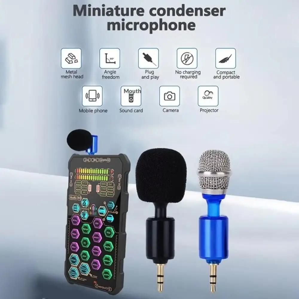 Bendable Mini Microphone 3/4 Level 3.5mm Jack/Type-C Metal Recording Microphone Plug and Play with Sponge Cover