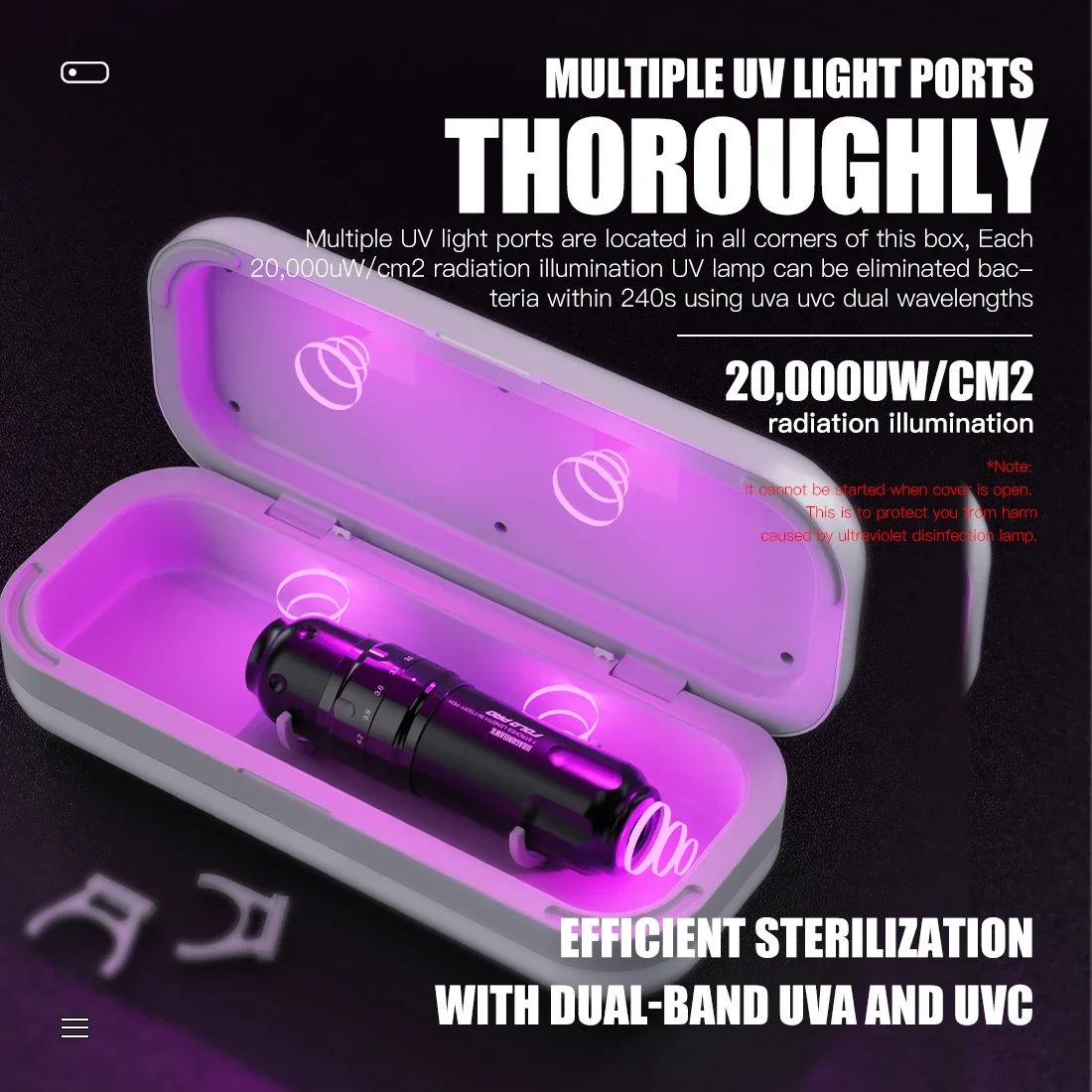 Mast Tattoo Sterilization Box for Tattoo Machine Safety UVA+UVC LED Ultraviolet Light 99.99% Germicidal Rate Tattoo Supply