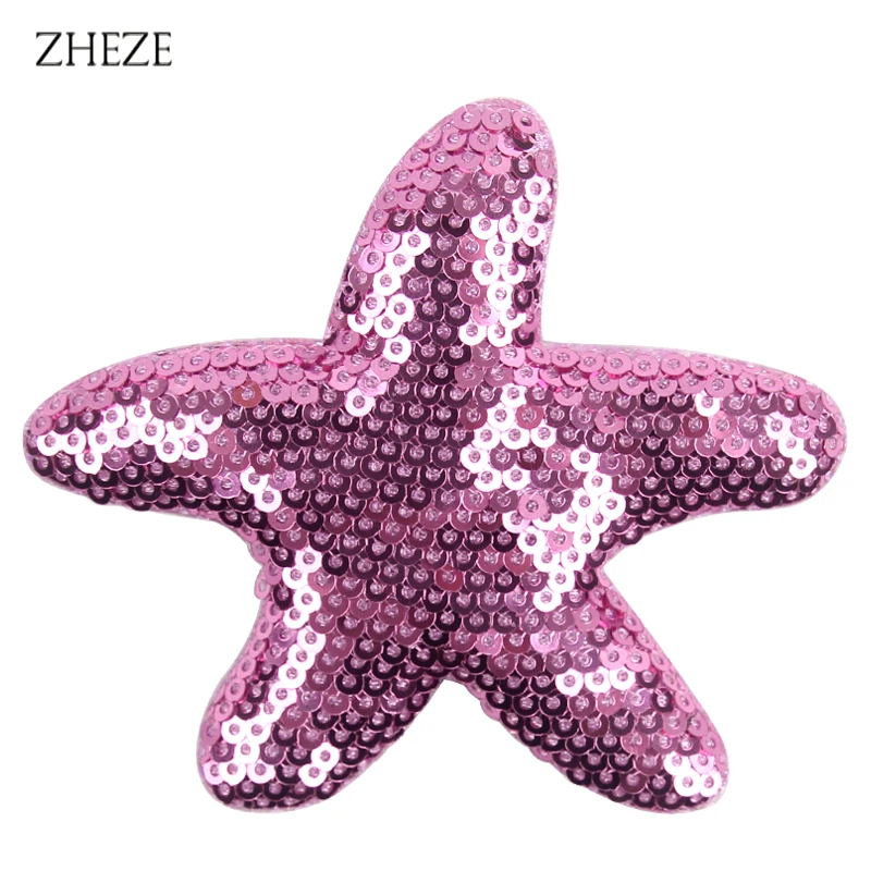 10Pairs/Lot Cute 8.5cm Sequins Starfish For Decorate Festival Headband Star With/Without Clips Girls Bling DIY Hair Accessories