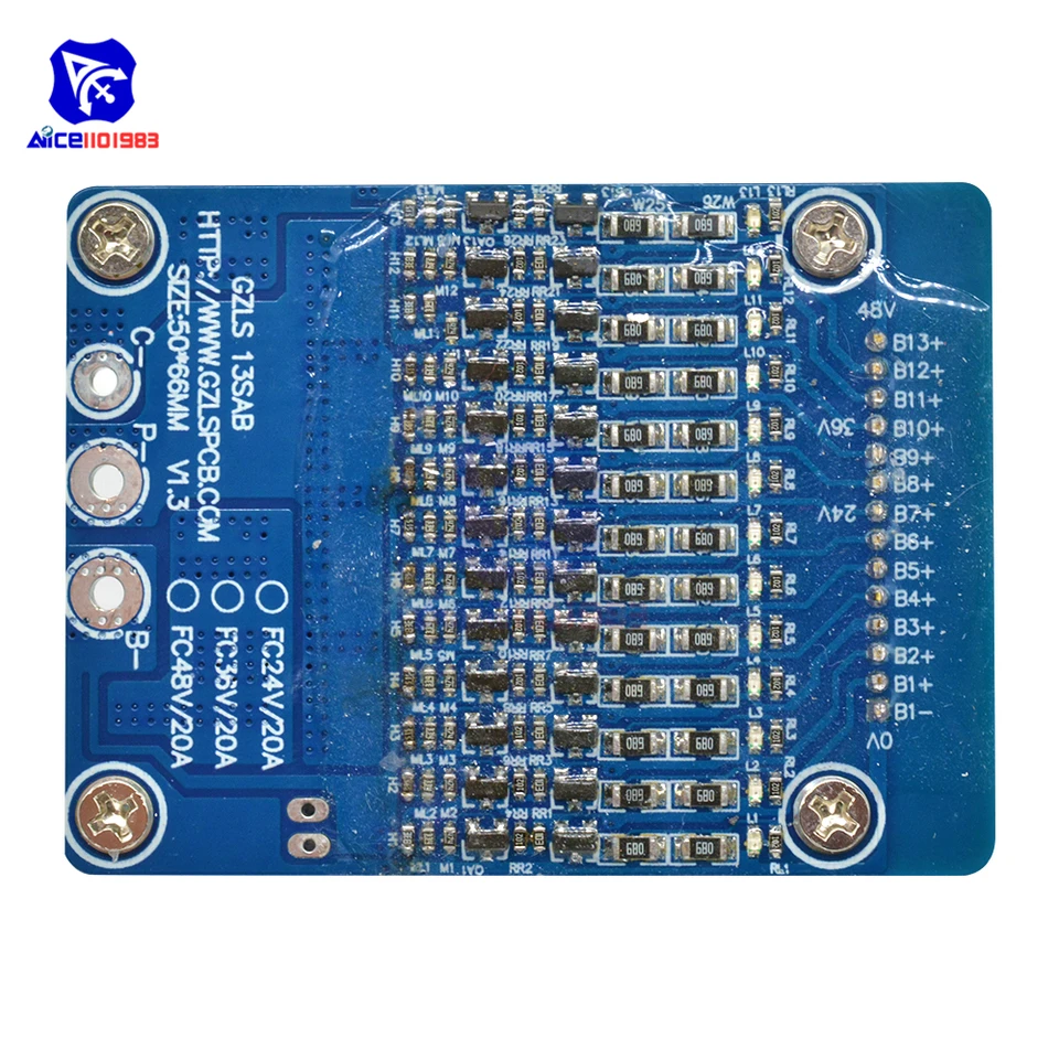 BMS 13S 48V 20A/35A With Balance Li-ion Lithium Battery Charger