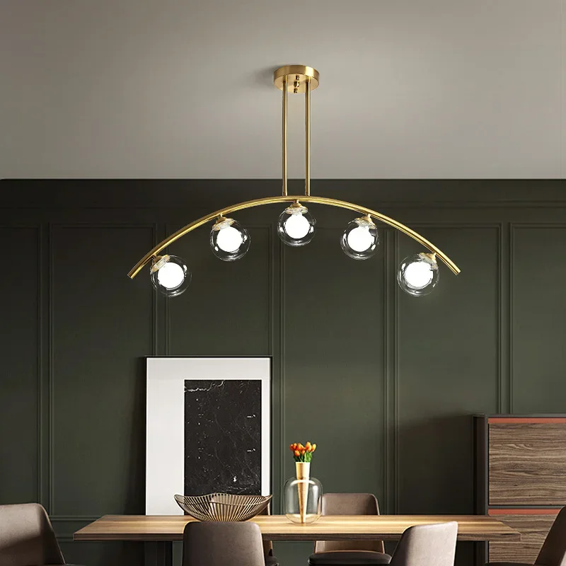 Modern Glass Ball Led Chandelier for Restaurant Food Tables Kitchen Study Pendant Lights Home Decor Hanging Light Fixture