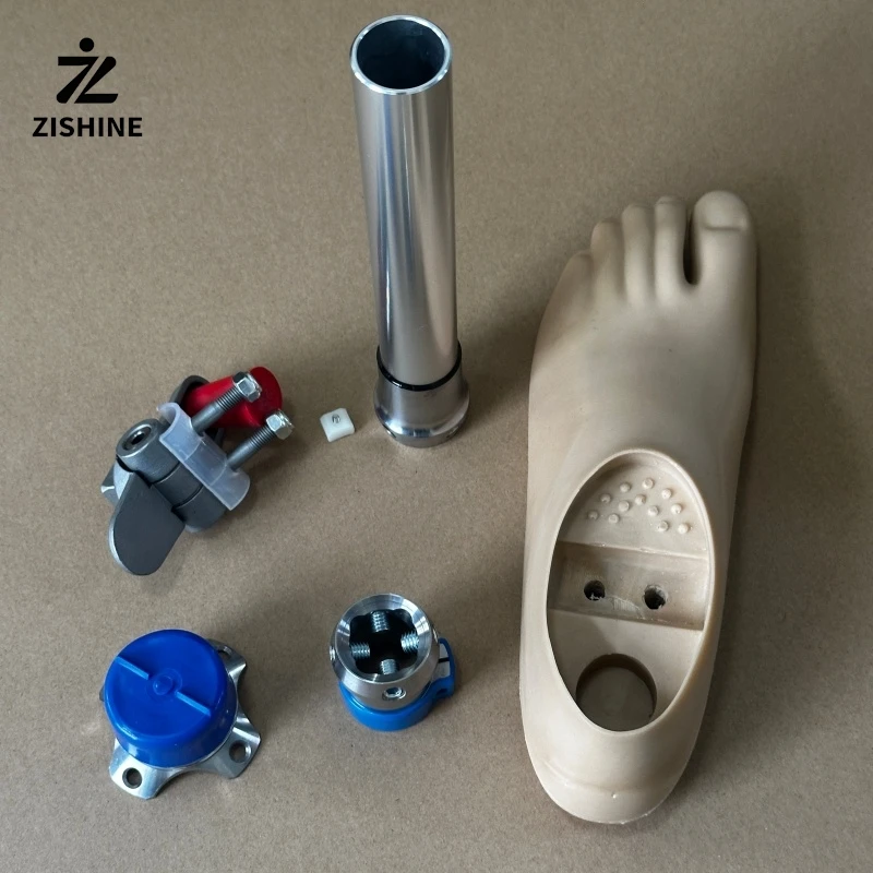 Professional Prosthetic Leg Kit Double Axis Foot with Male Four Jaws & Lock Tube Adaptor Prosthesis Parts for Below Knee Amputee