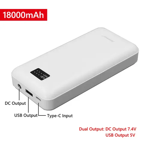 18000mah Power Bank 12V DC Uscita Batteria portatile per iPhone Aria condizionata Abbigliamento 7.4V Abbigliamento di raffreddamento Alimentatore mobile