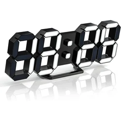 3D LED Digital Wall Clock Desk Alarm Clock with Remote Control for Kitchen Bedroom Office, Fashion Night Light Decor Clock