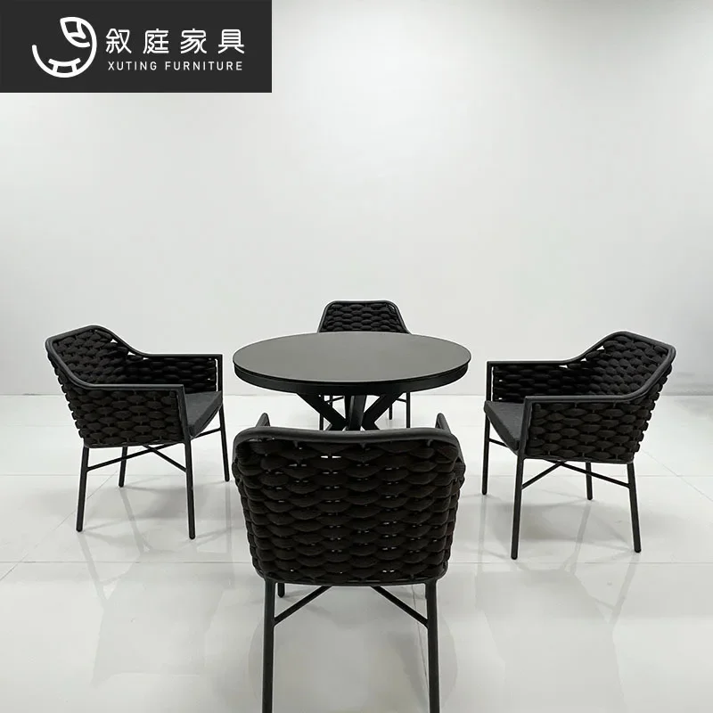 Outdoor courtyard garden villa leisure table and chairs outdoor balcony terrace bar cafe rope weaving leisure tea table