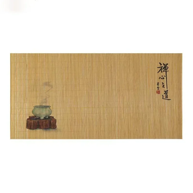 Guardanapo estilo chinês, tecido à mão, à prova de deslizamento de bambu, impressão decorativa, esteira de chá Kung Fu, 30x60cm, 1 pc