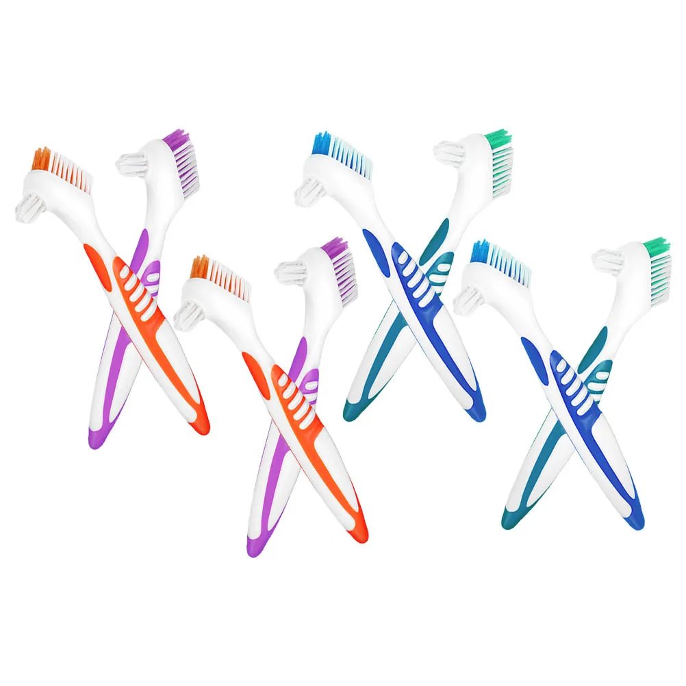 

8pcs Denture Brush Cleaning Tools Double Sided Soft Nylon Bristles False Teeth Compact Travel Efficient