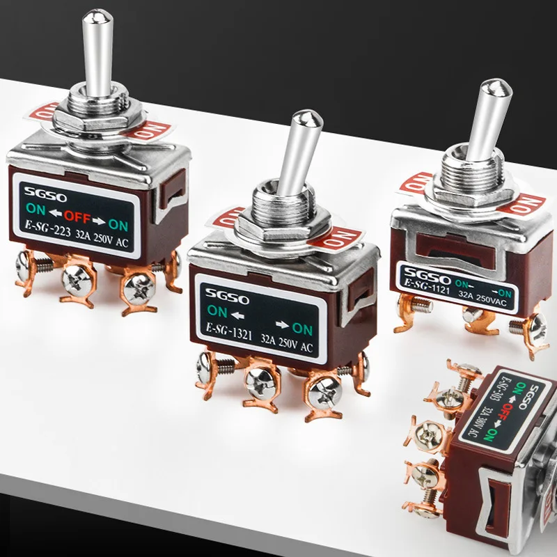Toggle rocker toggle switch copper screw foot two 3 2/3 gear 6 foot E-SG1021/1121/1122/1221/1321 toggle switch 1322 15A 250V380V