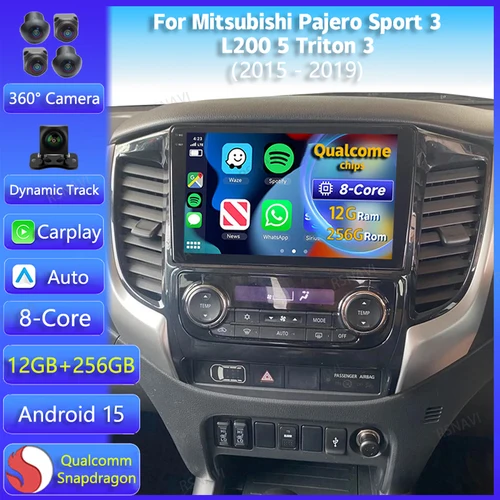 Android 15 Carplay Radio de coche para Mitsubishi Pajero Sport 3 L200 5 Triton 3 2015 2016 2017 2018 2019 reproductor Multimedia GPS estéreo