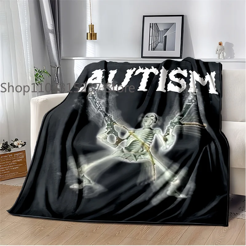 

AA-Autism S-Skeleton -Meme Posters Blanket,for Bathroom Bedroom Living Room Sofa Bed Car