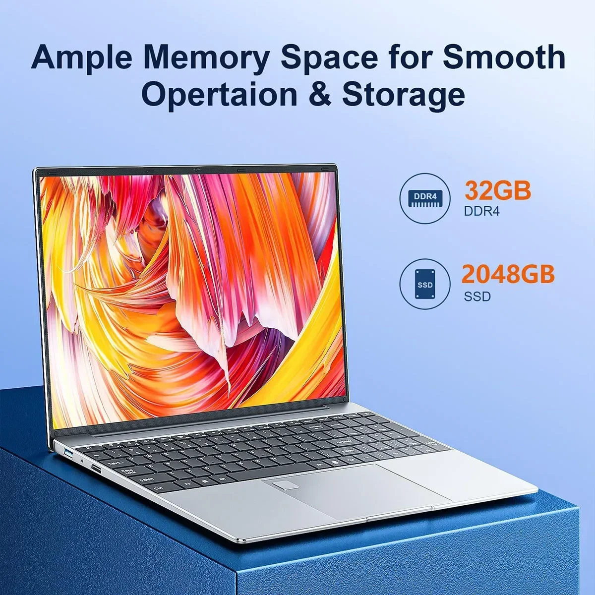 2024 New 15.6\'\' Office Laptop 32GB DDR4 1024GB SSD Windows 11 N5095 Notebook Computer IPS FHD 1080P Display 5Ghz WiFi USB 3.0