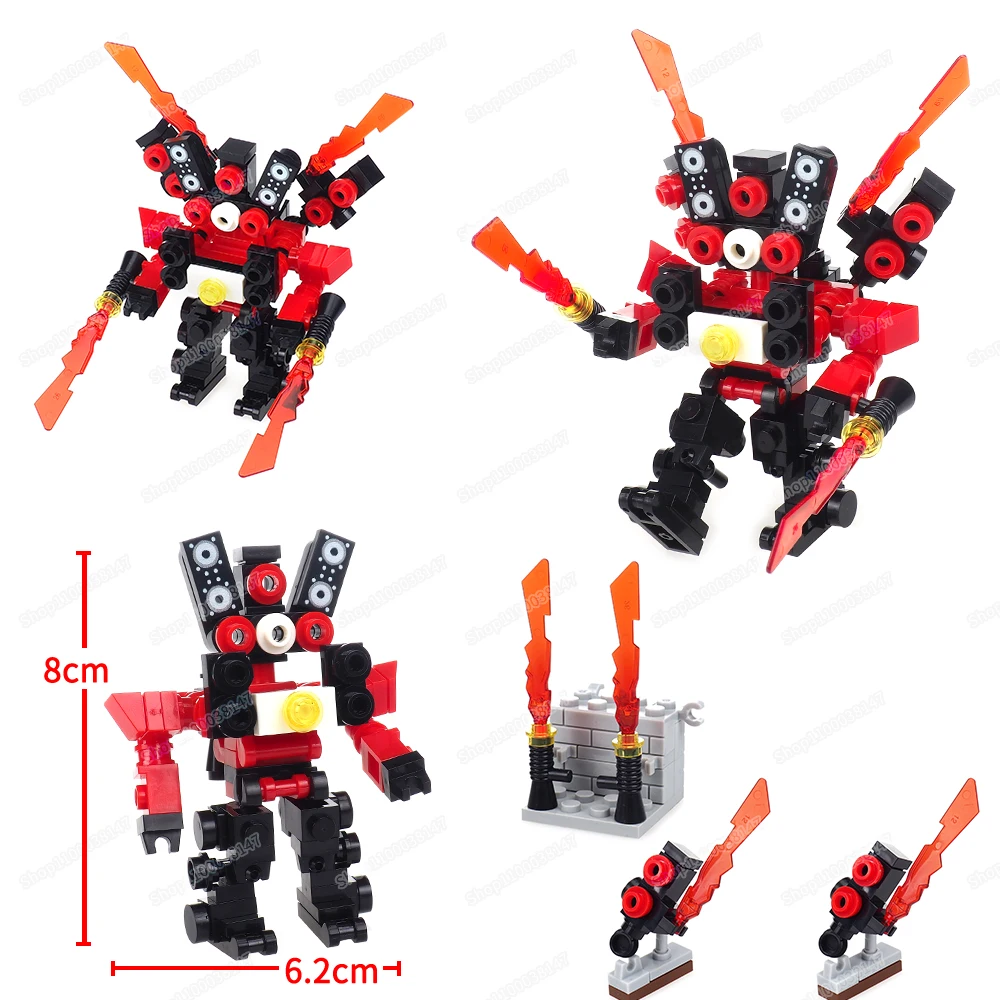 Mini Armed Fighting Sound Man Building Block Assemble Figures Form Toilet Multiverse War Mecha Scenes Model Child Gift Boy Toys