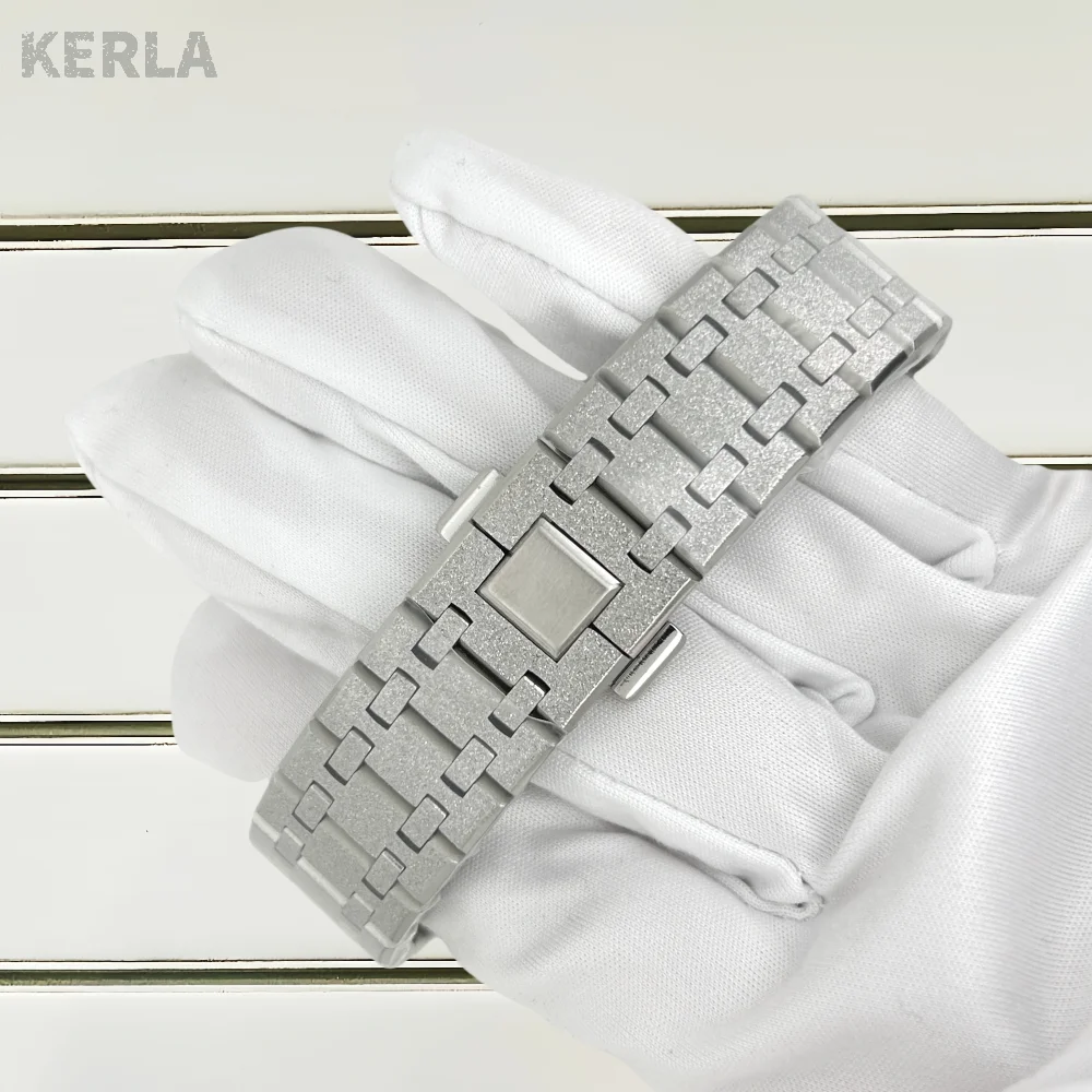 41mm Starry Sand Silver Watch Case Strap 316L Stainless Steel Fit Oak 31.8mm Dial Assembled NH35 NH36 Movement Watch Accessories