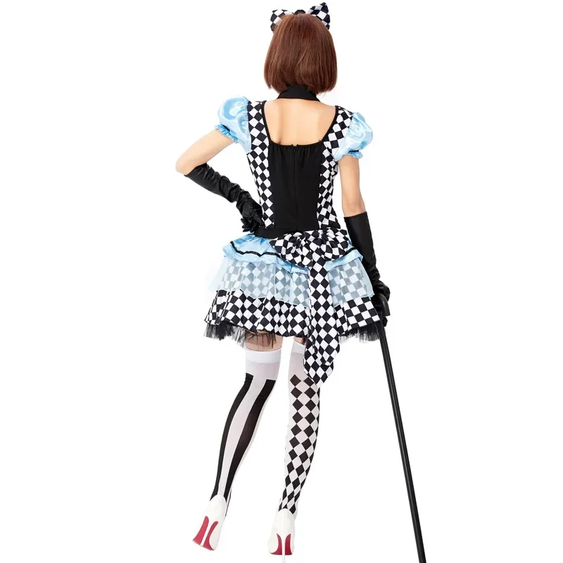 Sexy Volwassen Alice in Wonderland Mad Hatter Lolita Meid Jurk Halloween Carnaval Party Goochelaar Clown Cosplay Kostuum