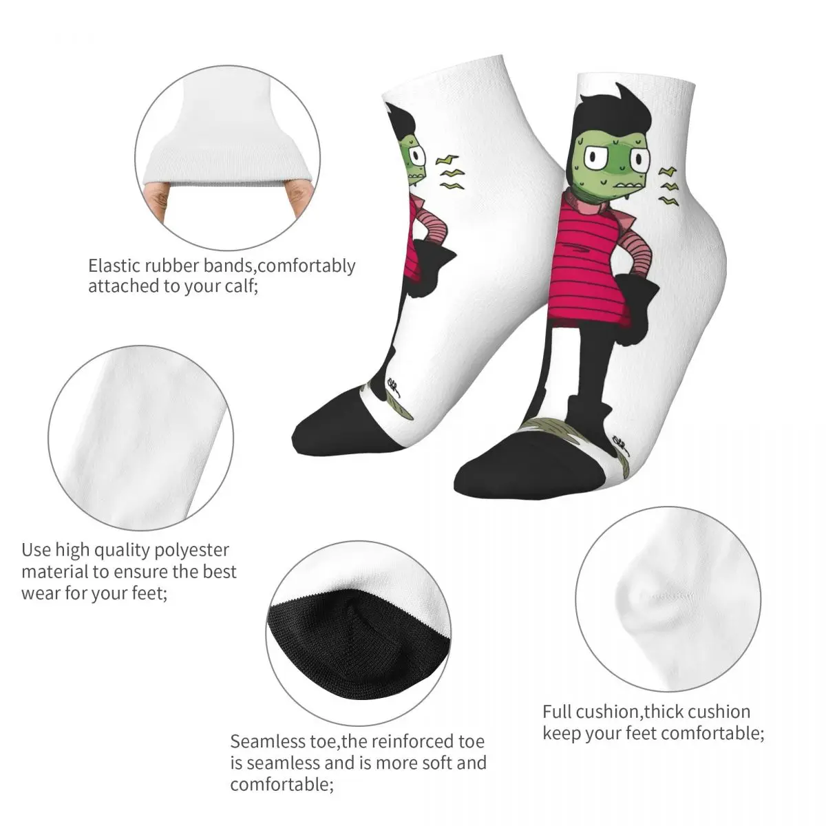 Invader Zim Socken Harajuku Superweiche Strümpfe Ganzjahressocken Zubehör für Unisex Weihnachtsgeschenke