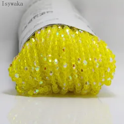 Isywaka yellow Half AB 100pcs 4mm Bicone Austria Crystal Beads charm Glass Beads Loose Spacer Bead for DIY Jewelry Making