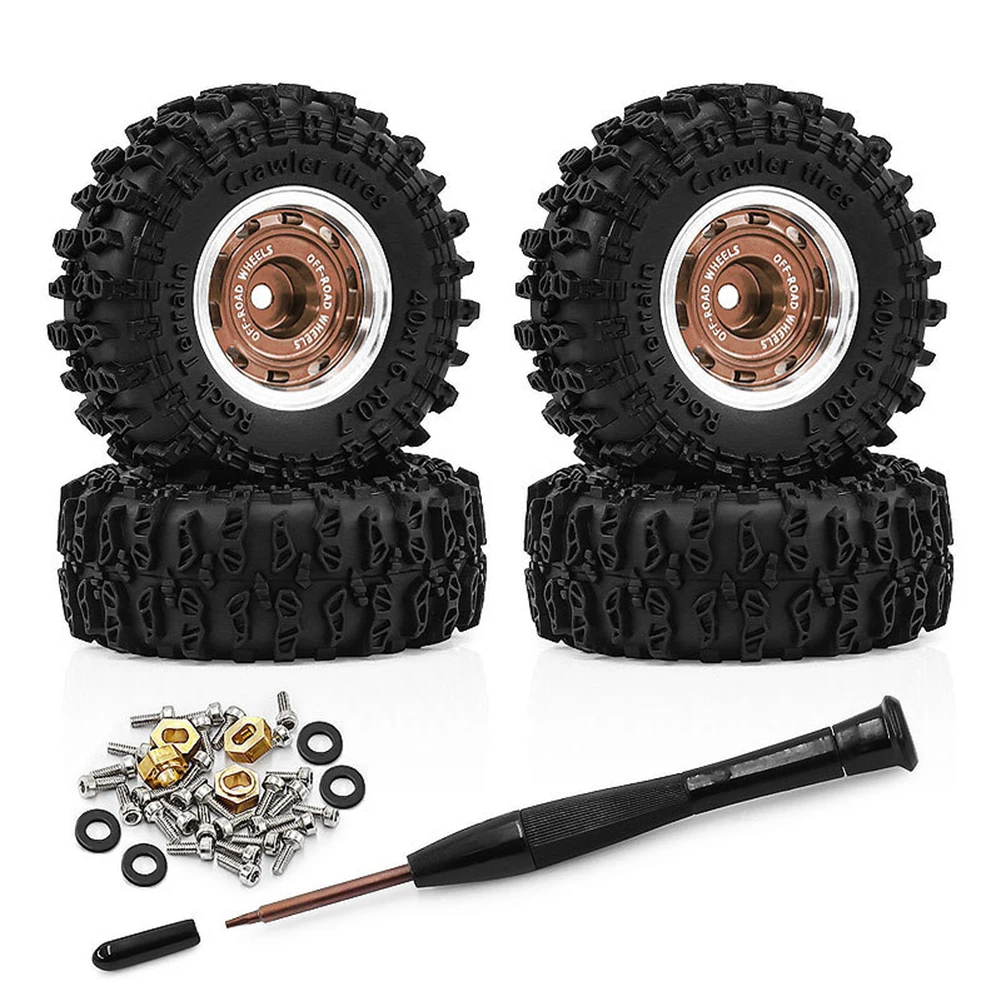 

4PCS 0.7" 40mm Beadlock Wheels & Tires, Upgrade Parts for 1/30 Axial SCX30 RC Crawler