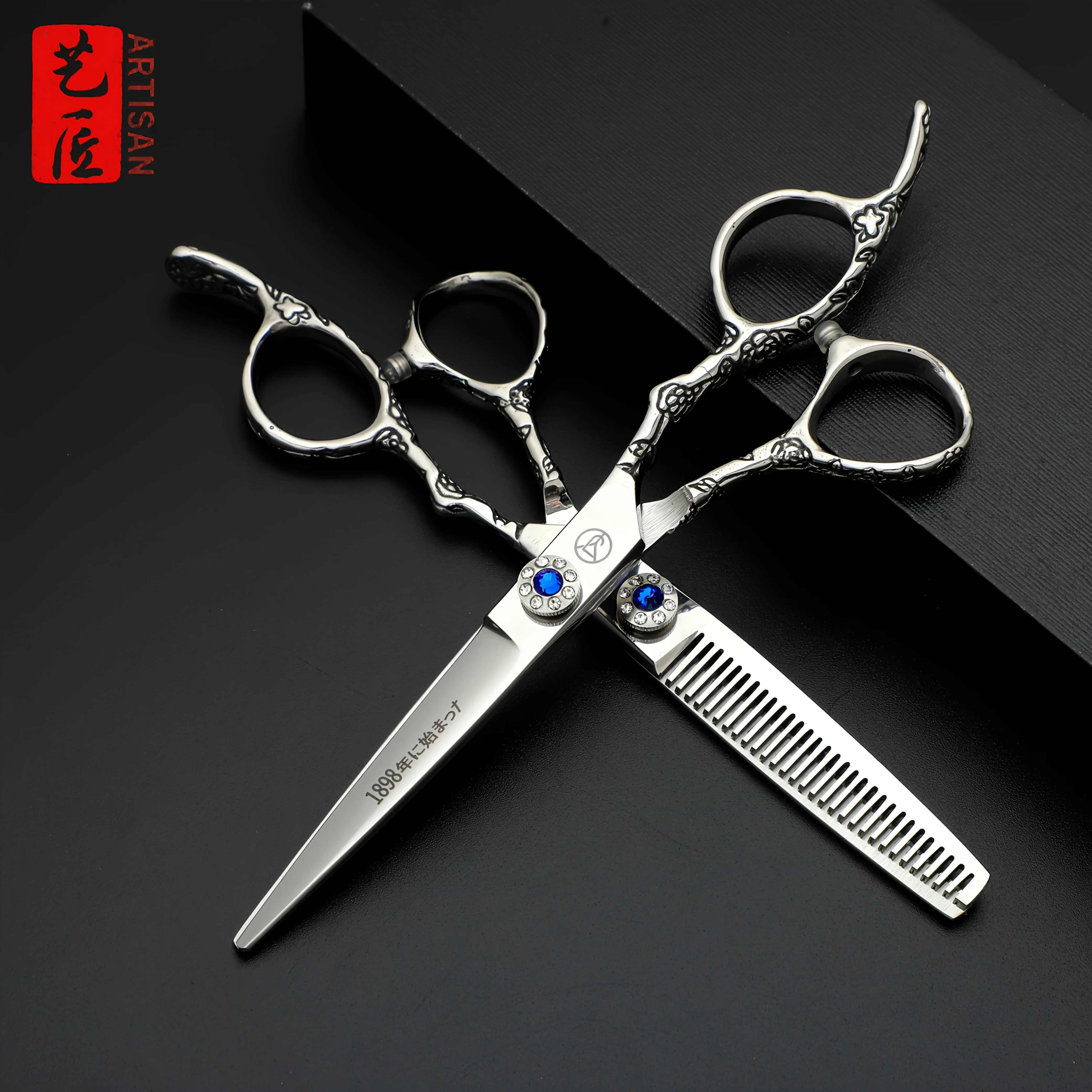 Bright Silver Sapphire Hair Scissors, Manufacturing Process Ensures Durability and Sharpness, Can Remain Sharp for a Long Time