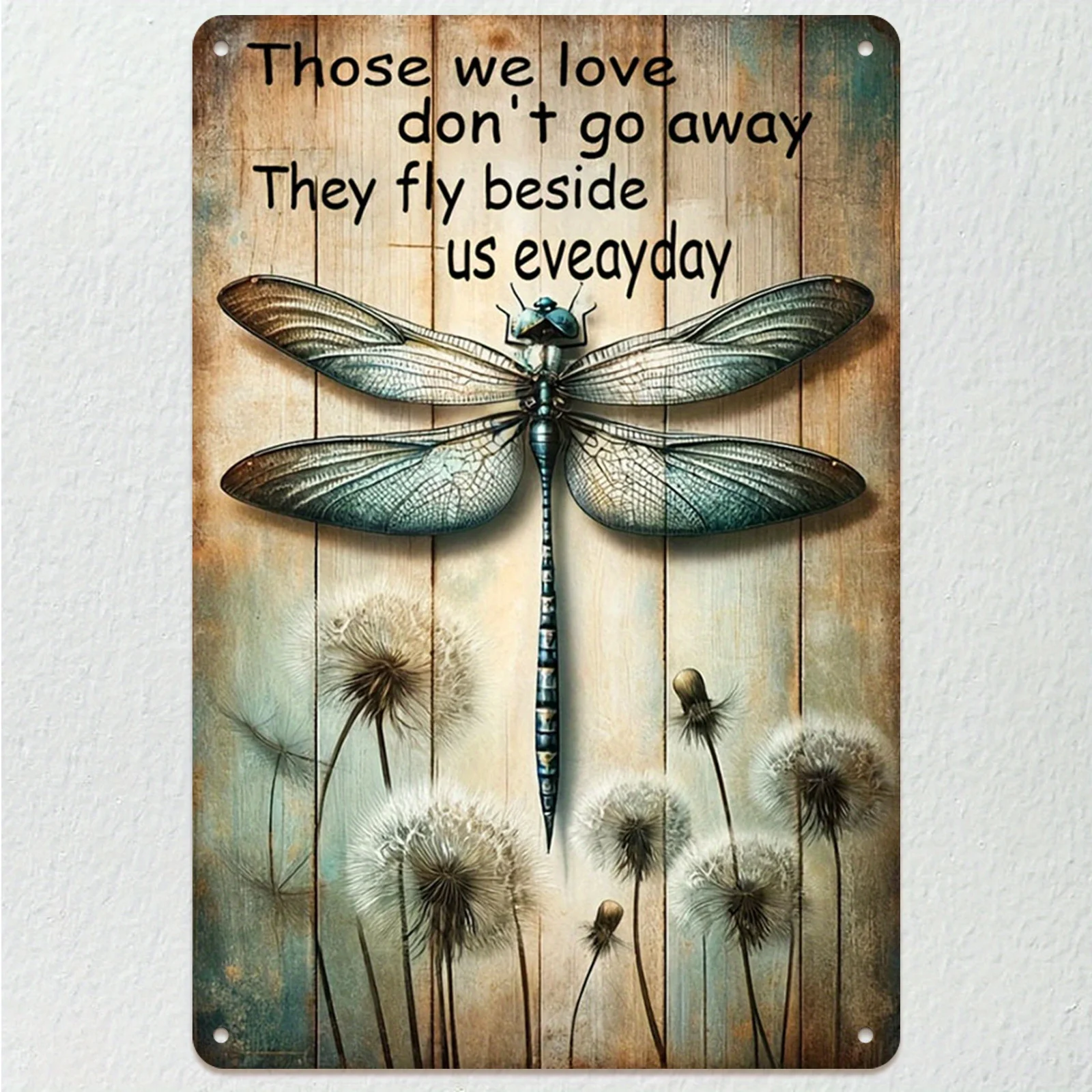 2D Flat, 2D Flat Vintage Metal Wall Plaque with Butterfly and Dandelion, 1pc, Featuring the Quote 