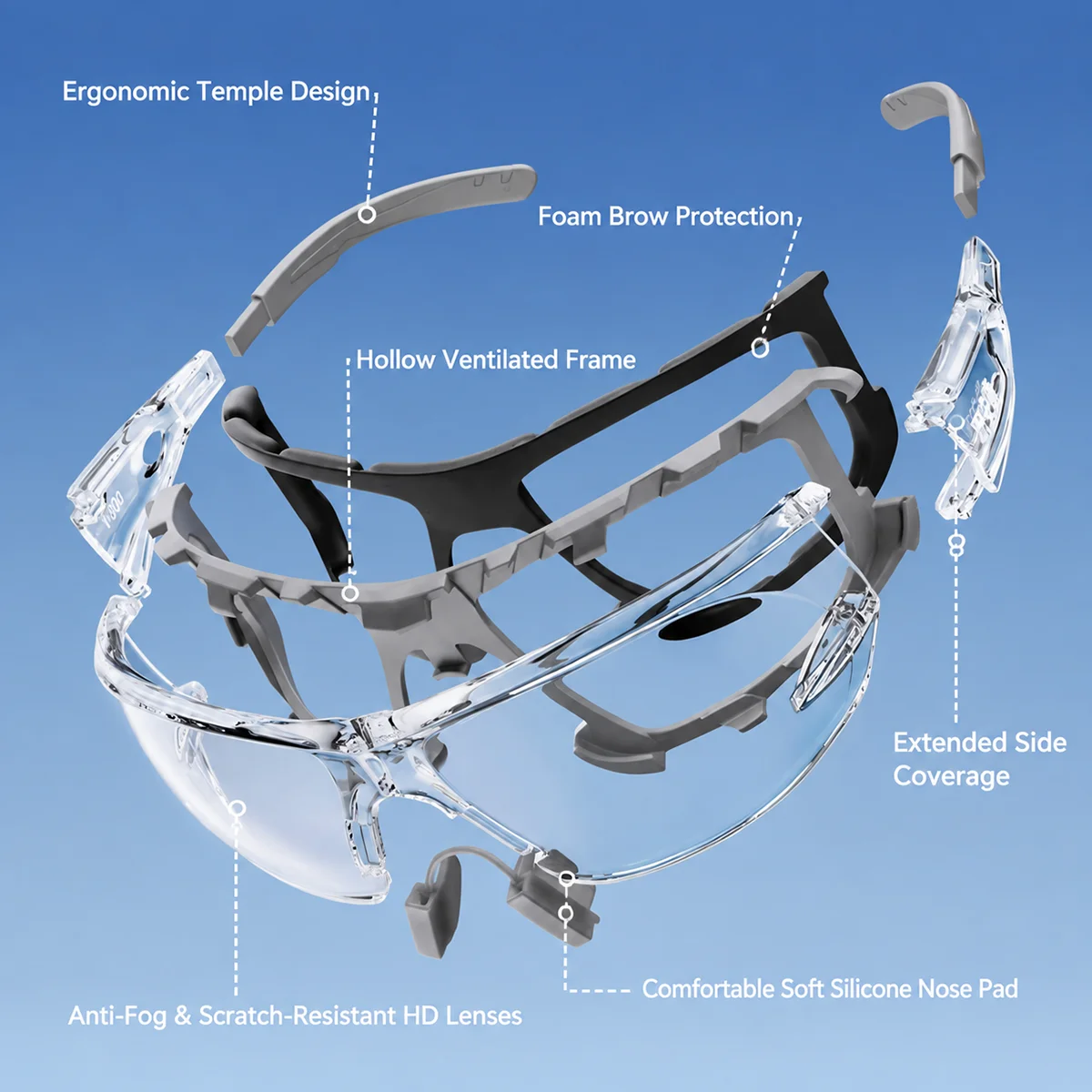 Safety Glasses Anti Fog UV Protection Protective Eyewear Impact Resistant Riding Cycling Goggles Dustproof Work Safety Glasses