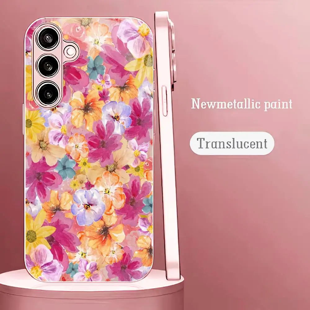 Spring Floral Watercolor fashion phone cases s26 ultra case Phone Case Glass for Samsung Galaxy S26 S25 S24 S23 S22FE,Ultra,Plus